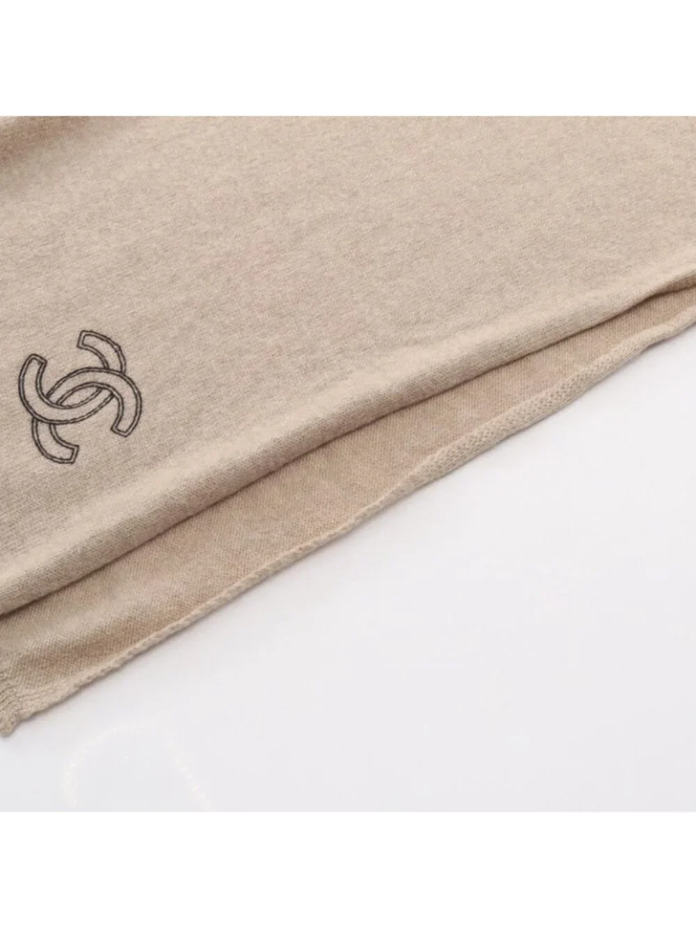 Chanel Shawl CC Logo Beige Scarf